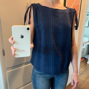 Sleeveless stripe top with shoulder ties